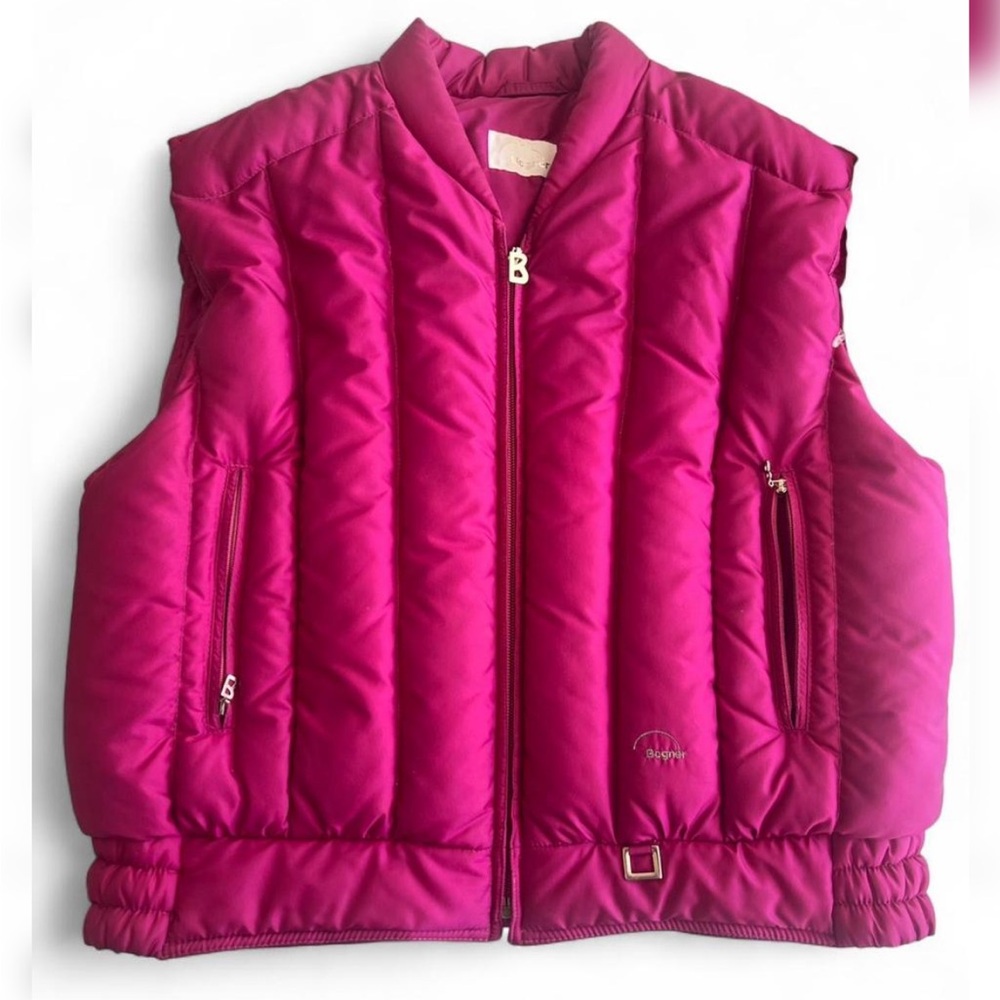 Vtg Bogner Goose Down Puffer Vest Fuchsia Pink Made in USA Fits like S/M